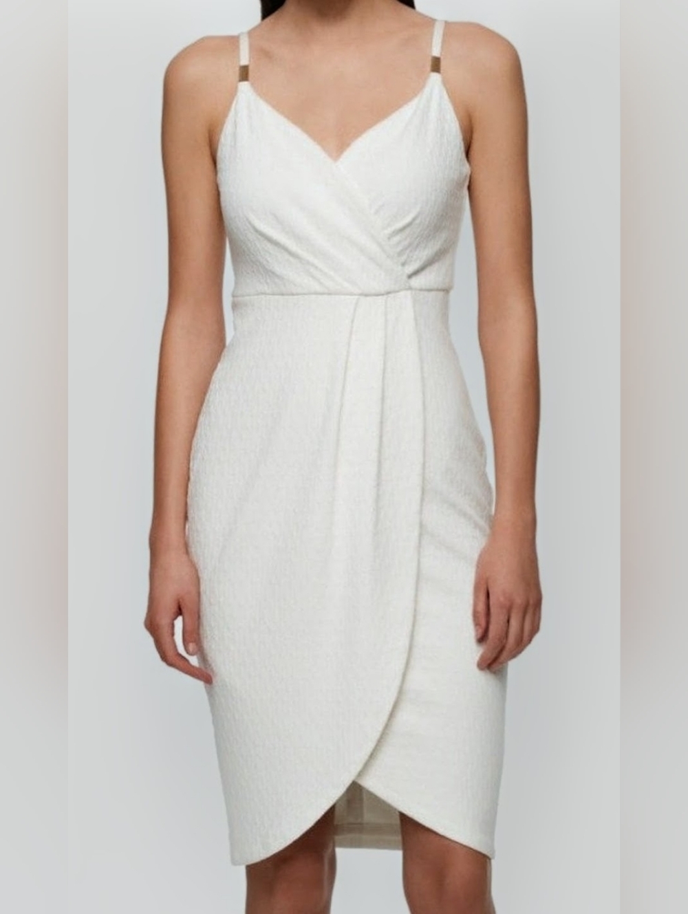 Guess White One-Shoulder Draped Bodycon Dress